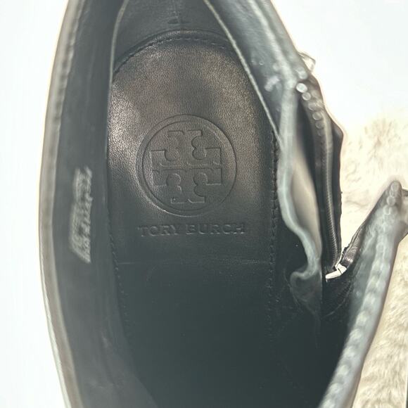 Tory Burch Almond Toe Black Leather Booties Size 8 - Picture 6 of 7